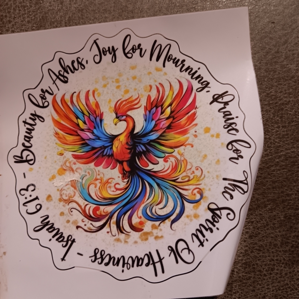 Inspirational Bible Qoute Isaiah 6:13 Colorful Phoenix Sticker